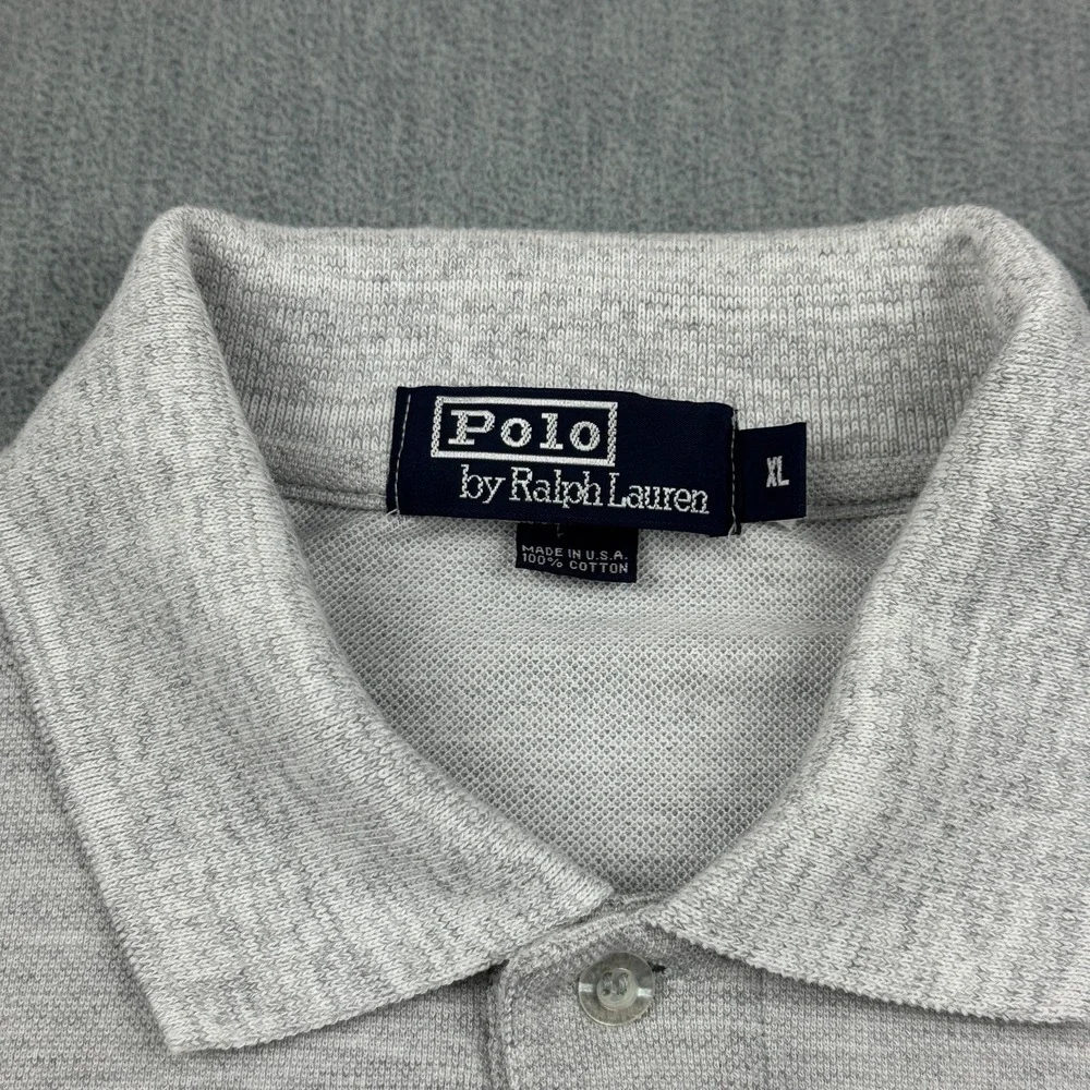 Vintage Polo Ralph Lauren Polo Shirt Mens XL Gray Pony‎ Classic Fit Made In USA